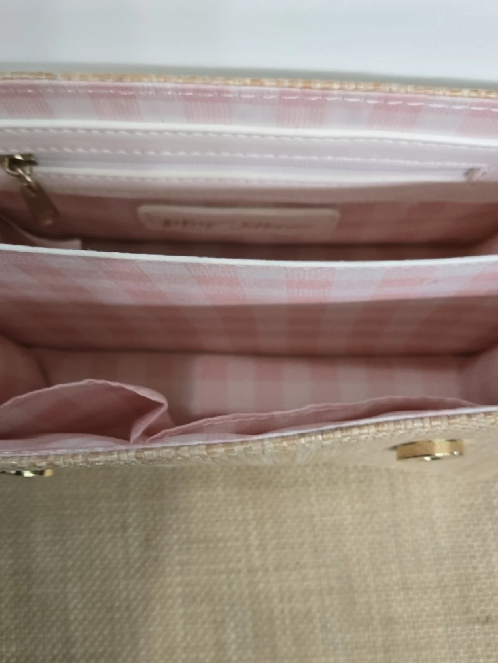SALE! NWOT! Betsey Johnson Beige Straw Satchel with Flower Accents